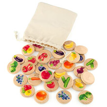 Fruits and Vegetables Matching Pairs Memory Game Toddler Wooden Board Games for Kids 3+ 4 5 6 7 Year Old Learning & Education Preschool Toys — 30
