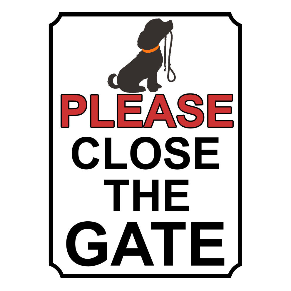 PLEASE CLOSE THE GATE METAL SIGN DOG THEME 200MM X 150MM (36H1) (10" x 8" (267mm x 200mm))