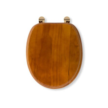 Solid Wood Toilet Seat, Antique Pine, Brass Hinges, 48 x 38 x 7 cm