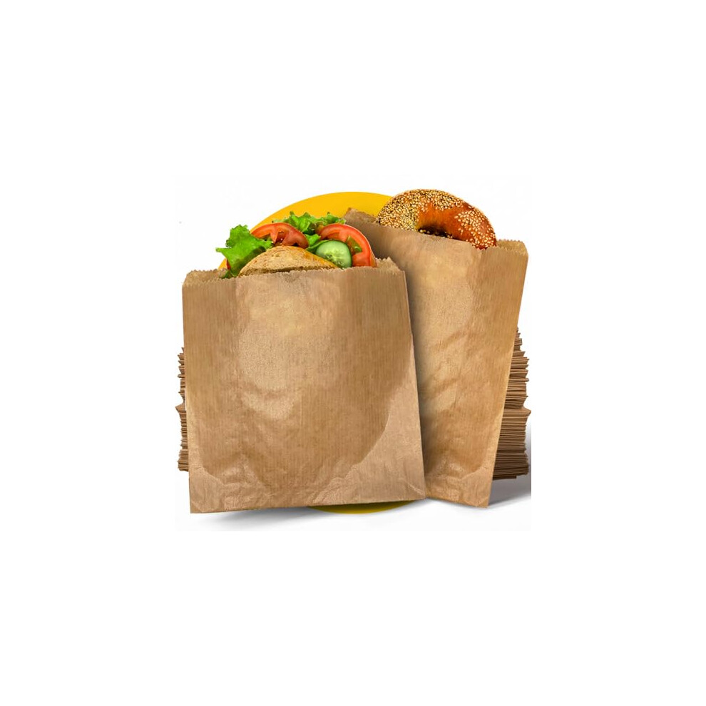 200 x Premium Paper Sandwich Bags (7 x 9â) | Light, Reinforced Brown Kraft Paper Food Bags