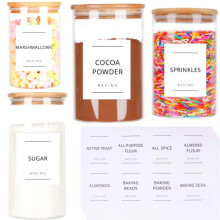 96 x Baking Pantry Labels -Waterproof Labels Stickers for Pantry Organisation Jars Glass Jars Bottles Containers & Kilner Jars for Baking Storage &