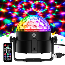 Disco Lights, 360Rotation Sound Activated 【Portable 】Disco Ball Lights with 4M/13ft USB Power Cable, 3W RGB Party Lights with Remote Control for