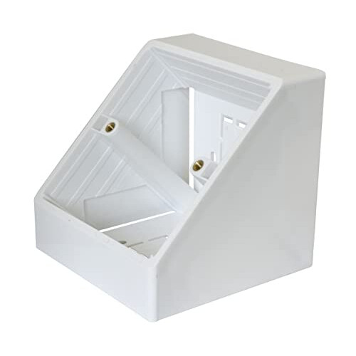 White Single Gang Pattress Electrical Back Box 45 Degree Angled Surface Mount for Work Bench etc