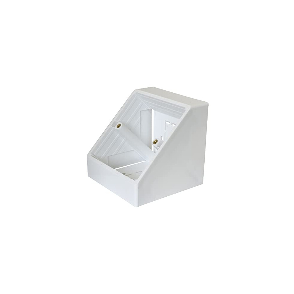 White Single Gang Pattress Electrical Back Box 45 Degree Angled Surface Mount For Work Bench Etc 5060507538111