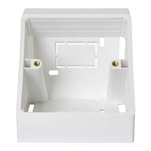 White Single Gang Pattress Electrical Back Box 45 Degree Angled Surface Mount for Work Bench etc 1