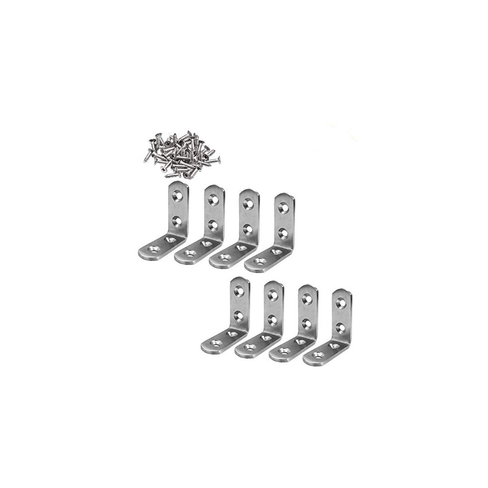 Right Angle Brackets - HONGCI 8 Pack 50mm x 50mm 90 Degree Stainless Steel L Shaped Brackets Corner Braces with Screws