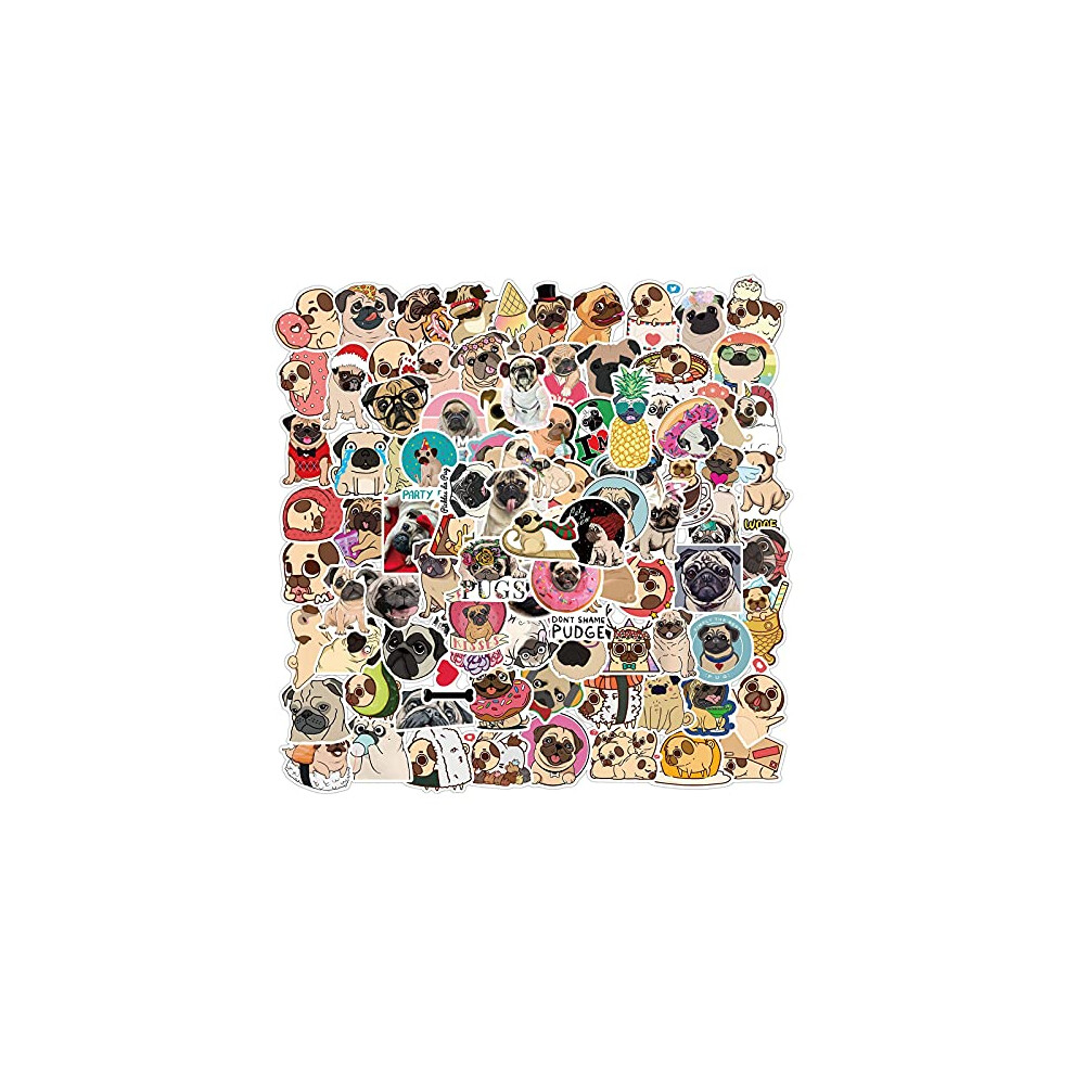 Pug Dog Stickers(100 PCS),Gift for Children Teens Adults,Unique Durable Aesthetic Trendy Sticker Perfect for Laptop,Computer,Phone Kawaii Pug Dog