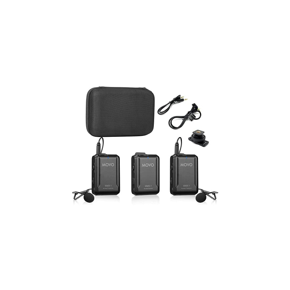 WMX-1-DUO 2.4GHz Dual Wireless Lavalier Microphone System Compatible with DSLR Cameras, Camcorders, iPhone, Android Smartphones, and Tablets (60m