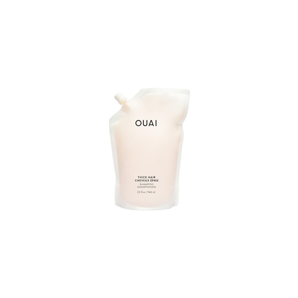 Ouai Thick Shampoo Refill Pouch. Fight Frizz And Nourish Dry, Thick Hair With Strengthening Keratin, Marshmallow Root, Shea Butter And Avocado Oil 946Ml