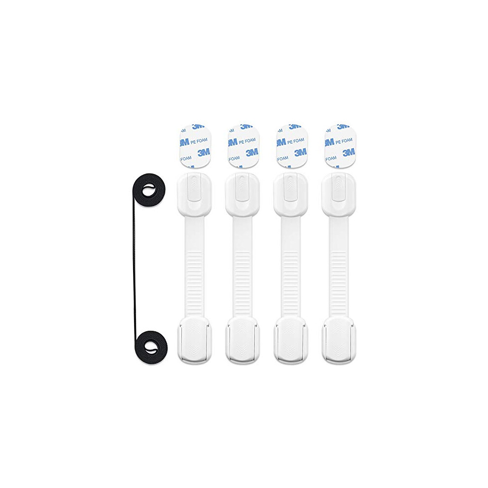 Child Safety Cupboard Locks Adjustable Baby Proof Cupboard Lock Self Adhesive Strap Latches For Fridge, Cabinets, Drawers, Dishwasher, Toilet-4Pack Daskfire