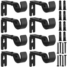 8 PCS Curtain Pole Brackets, Heavy Duty Metal Curtain Pole Brackets, Adjustable Curtain Pole Brackets with Screw, Curtain Pole Holder for Home,
