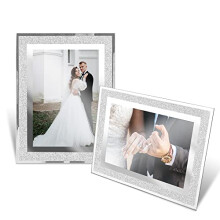 3 Pack Glass Photo Frames 6x4 Inch Mirrored Sparkle Picture Frame, Glitter Photo Frame for Tabletop Display Family Frames Decoration, Transparent