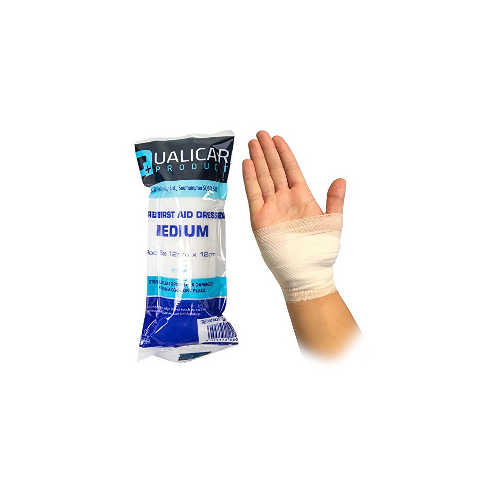 White Hinge 10X Qualicare Medium Bandages - Sterile Wound/Injury Dressing Wraps - Hse 12Cm X 12Cm