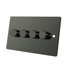Flat Plate Black Nickel 4 Gang Dimmer 400W - 10 Amp Quad 4-Gang 2 Way 400W Light Dimmer Switch