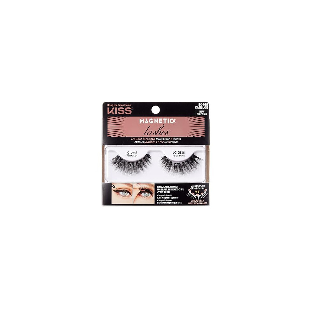 Magnetic Lash Collection 1 Pair of False Eyelashes, Crowd Pleaser, Reusable Synthetic False Eyelashes With 5 Double Strength Magnets