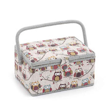 Exclusive Medium Sewing Craft Storage Box, Wood, Hoot, 18.5 x 25.5 x 14.5cm