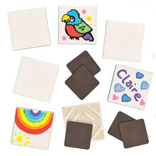 EK506 Porcelain Ceramic Tile Magnets (Pack of 10) for Kids to Decorate, Paint Your Own Arts & Crafts Activities, Assorted,4.5 x 4.5 cm