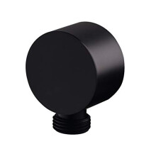 Wall Supply Elbow, Brass Round Wall Mount Shower Hose Connector Drop Ell Union Water Outlet for Handheld Hand Shower, Black