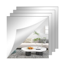 Large Self Adhesive Mirrors Sheets 2mm Thickened Acrylic Mirror Tiles Adhesive 30 x 30cm Non Glass Mirror High Clear Mirrors for Bathroom, Bedroom,