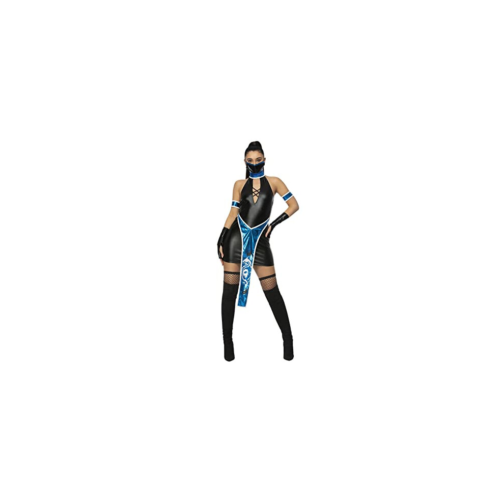 56449M Fever Ninja Costume, Women, Blue & Black, M-UK Size 12-14