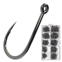 10 Size Stainless Steel Saltwater Fishing Hooks - 500pcs Hooks Forged Long Shank J Fishing Hooks Extra Strong Metal Fish Hooks Size 2#-12#