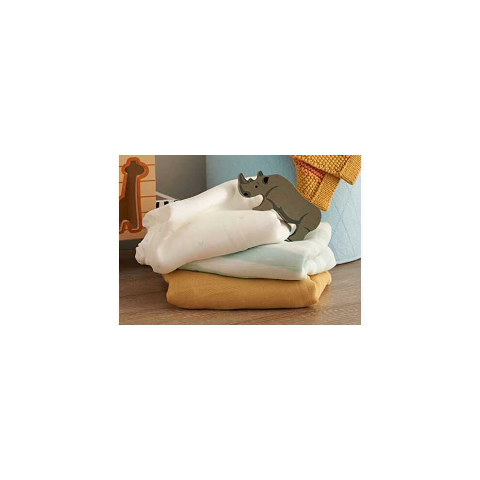 Muslin Swaddle Wraps 3-Pack | Soft Bamboo Cotton, 120x120cm, Ideal for Sensitive Skin | Run Wild