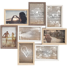 nielsen Accent Photo Frame to fit 8 Photos 4x6", Mixed Wooden Picture Frame, Collage Wall Art Photo Frame with Protective Plastic Glazing - Mixed