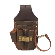 TOURBON Leather Tool Organiser Pouch Work Tool Holder Waist Belt Bag for Builder Carpenter Electrician