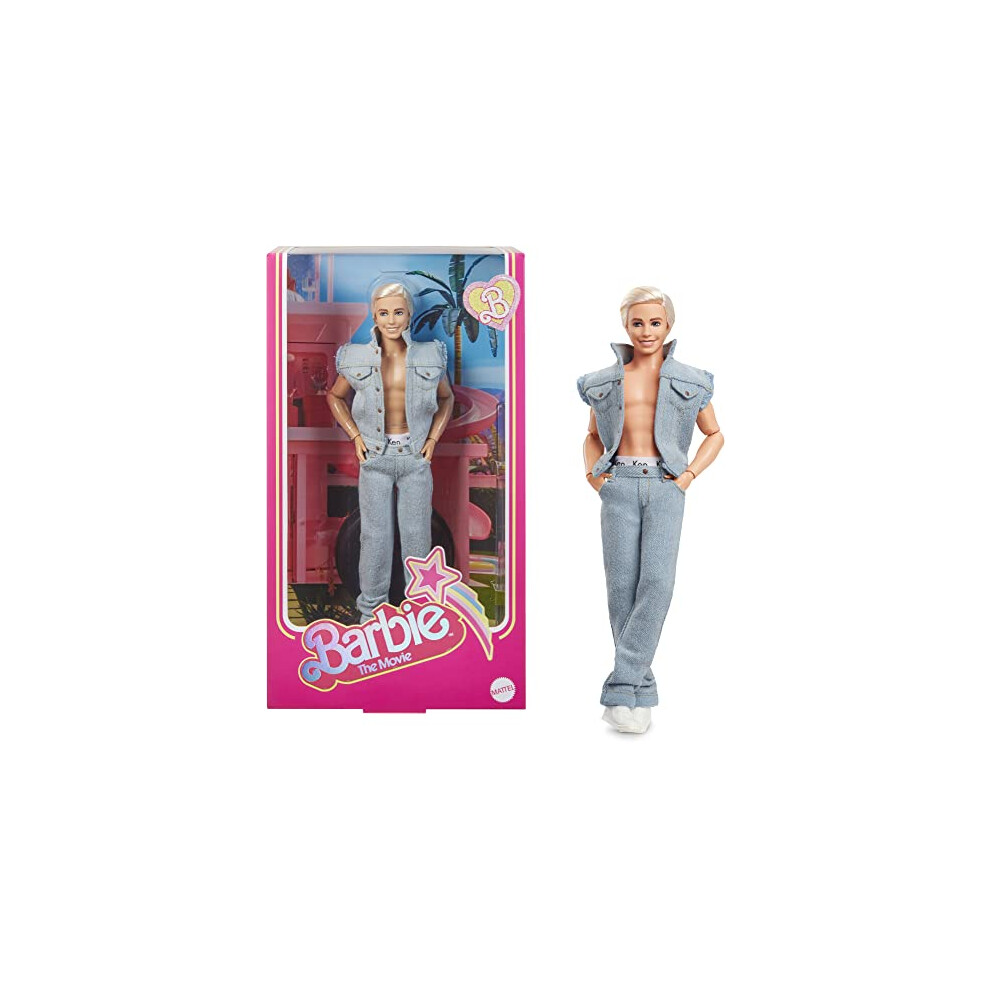 Barbie The Movie Collectible Ken Doll Wearing All-Denim Matching Set with Original Ken Signature Underwear, HRF27