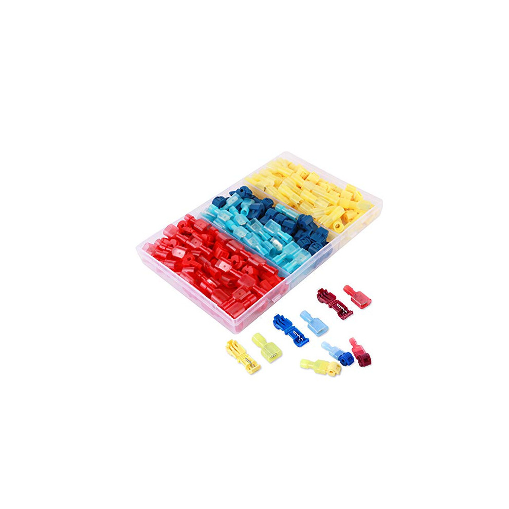 T Tap Electrical Connectors | Solderless Connectors Assortment Kit | Quick Splice Electrical Wire Terminals | Yellow 25 Pairs, Blue 30 Pairs, Red 30 714035308986