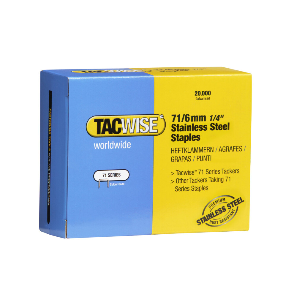 1014 Type 71 / 6 mm Stainless Steel Upholstery Staples, Pack of 20,000