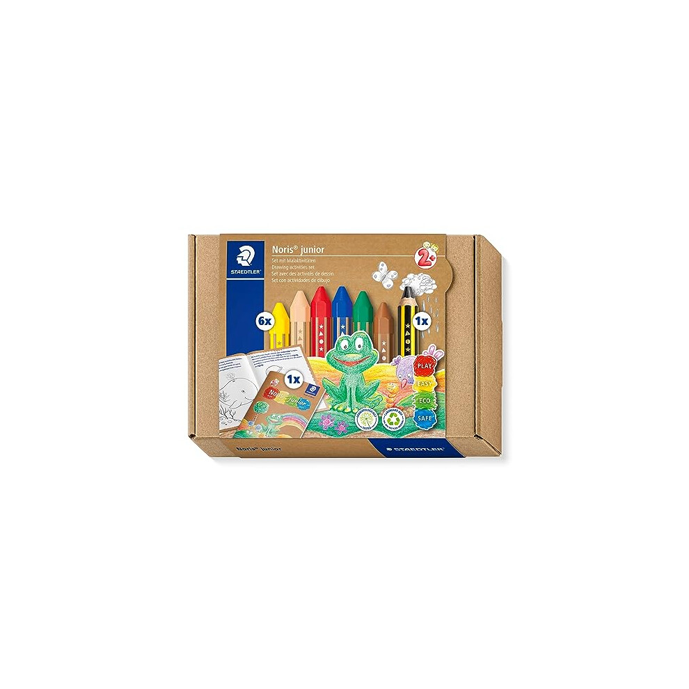 61 C1 Noris Junior Activity Set - Mixed Set for Drawing & Colouring (Pack of 7 Pieces, Including Wax Crayons & Activity Book)