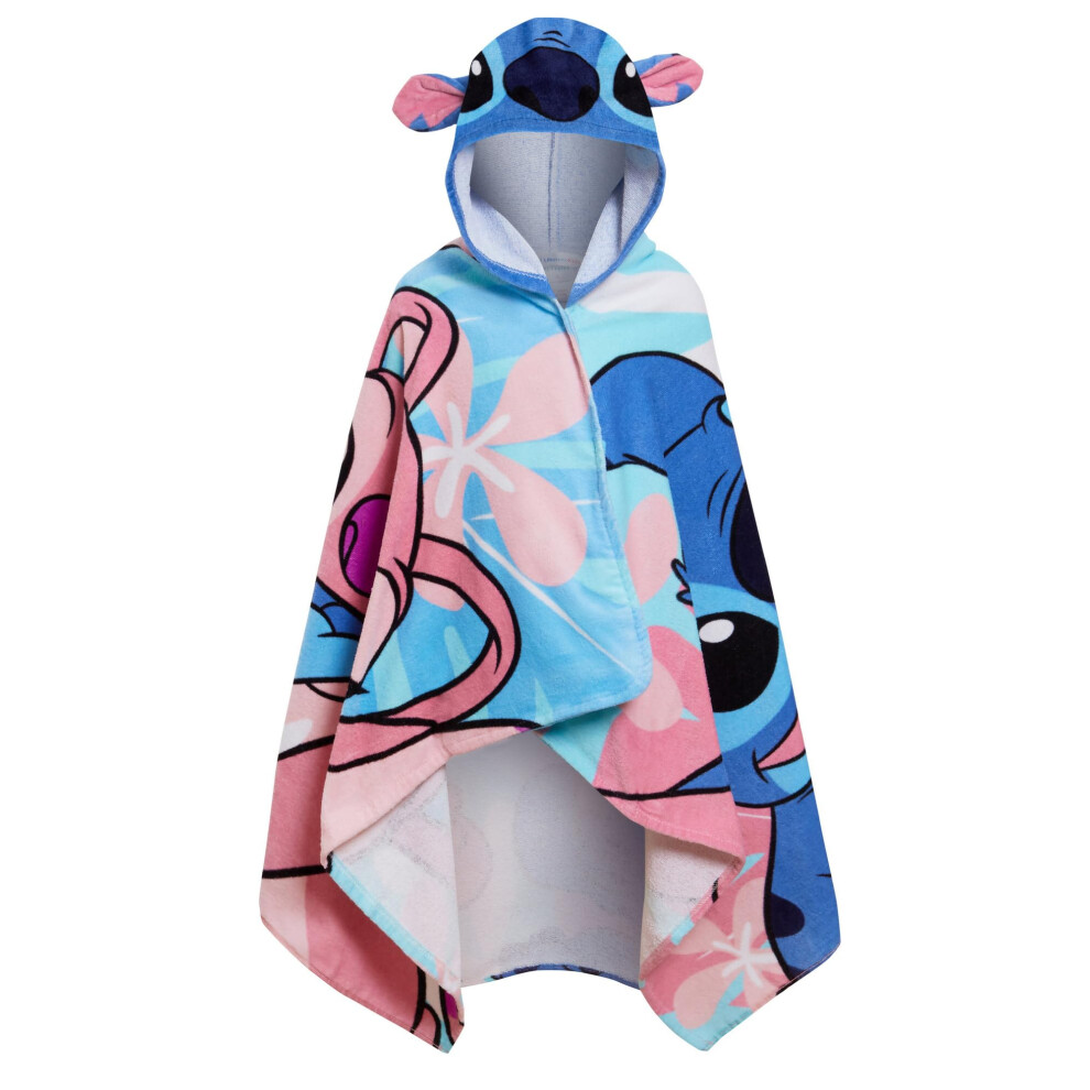 Disney Stitch Hooded Towel Angel Poncho 100% Cotton Kids Beach Towel Bath Towel Swimming Wrap Kids Changing Robe