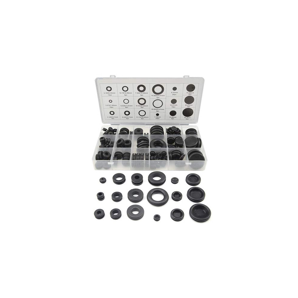 Bgtxingi 125Pcs 18 Sizes Rubber Grommets Eyelet Ring Gasket Repair Box Washer Seal Assortment Set For Plumbing Automotive General Repair 714973096358