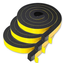 Window Weather Stripping Foam Tape Self Adhesive,6mm(W) x 3mm(T)/3 Rolls Draft Excluder Foam Tape for Doors Windows