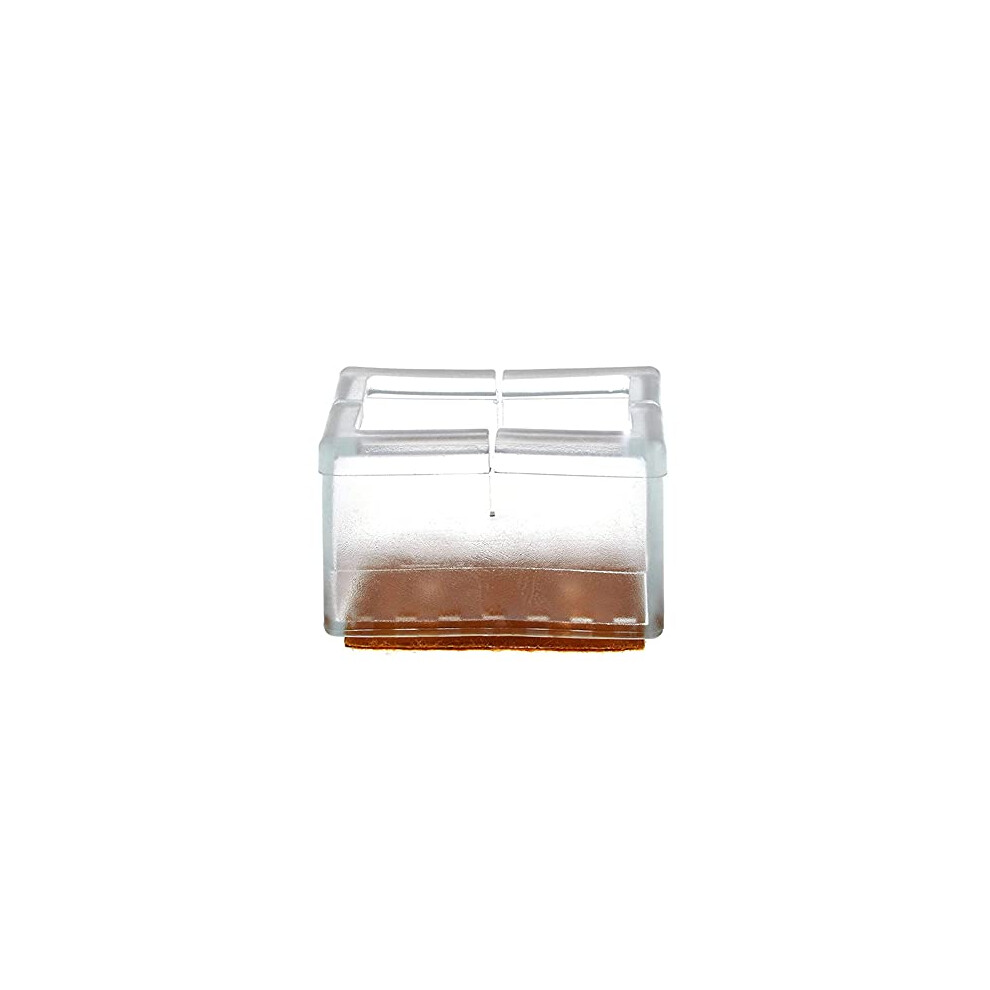 12Pcs Rectangle Chair Leg Caps Transparent Clear Silicone Table Furniture Leg Feet Tips Covers Wood Floor Protectors Felt Pads Prevent Scratches-Small 703674125801