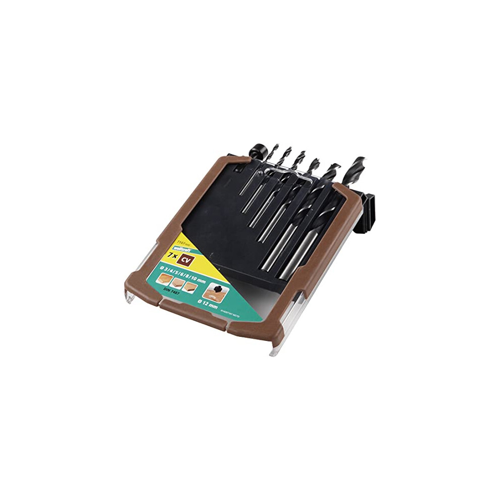 CV Wood Twist Drill Bit Set 7 Pcs. I 7107000 I 6 wood twist drill bits, including countersink for drilling in softwood