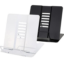 Set of 2 Book Stand, Adjustable Metal Book Holder, Portable Reading Rest Bookstand for Cookbook Documents Textbook Sturdy Desk, Music Tablet Recipe