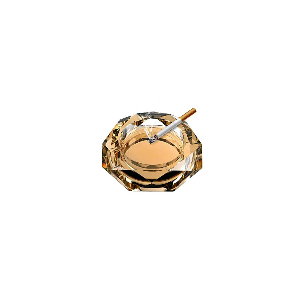 Crystal Ashtray, Cigar Ashtray, 10cm Octagon Glass Ashtrays Business Ash Tray Non-Slip Holder Cigarettes Decor Tray for Home Office Tabletop