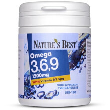 Omega 3, 6, 9 1200mg Formula, High Potency with 379mg Total Omega 3s, Vital for a Healthy Diet, Sustainably Sourced, 120 Capsules, 1-2 Daily, 3+