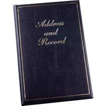 Large Address and Record Book - Vinyl Padded Cover - Gold Letters - 3 Step Index for Christmas Card List Birthdays and Anniversaries - Black - 135 x