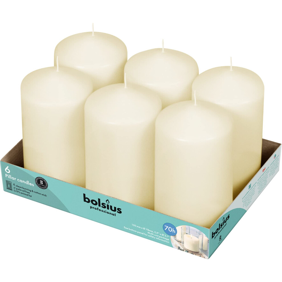 3x6 Set Of 6 Ivory Pillar Candles Aprox 3x6 inches-image-OPC-PDWJ5S7-NEW