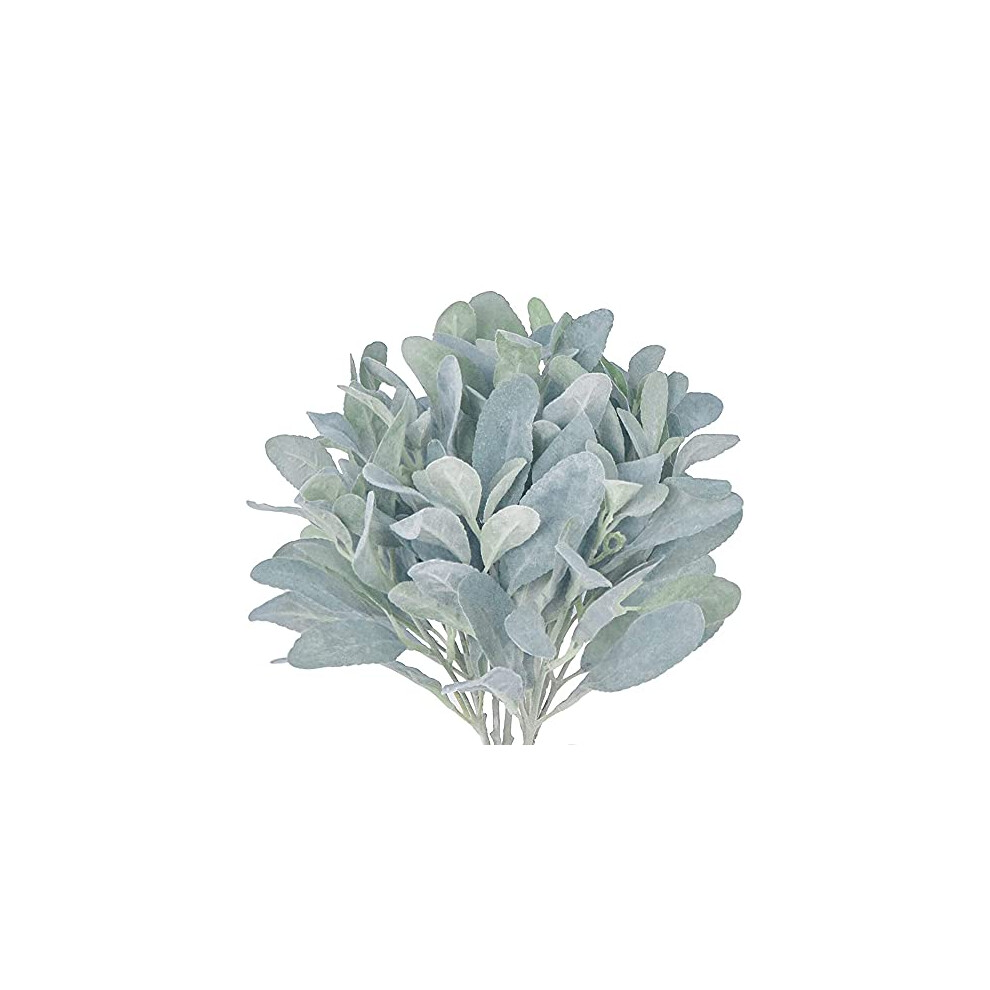 Faux Lambs Ear Stems 5Pcs Flocked Artificial Greenery Solid Spray Rabbit Ear Leaves for Home Wedding DIY Craft