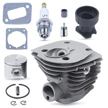 44MM Nikasil Plated Chainsaw Piston Cylinder Gasket Replacement Parts Kit for Husqvarna 350 351 353 346XP with Intake Manifold Needle Bearing Spark