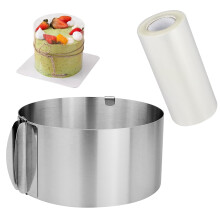 Cake Ring Adjustable 6 to 12 Inch Baking Ring with Cake Collar, Stainless Steel Round Mousse Ring Cake Mold for Baking Cooking Crumpets Eggs Pastry