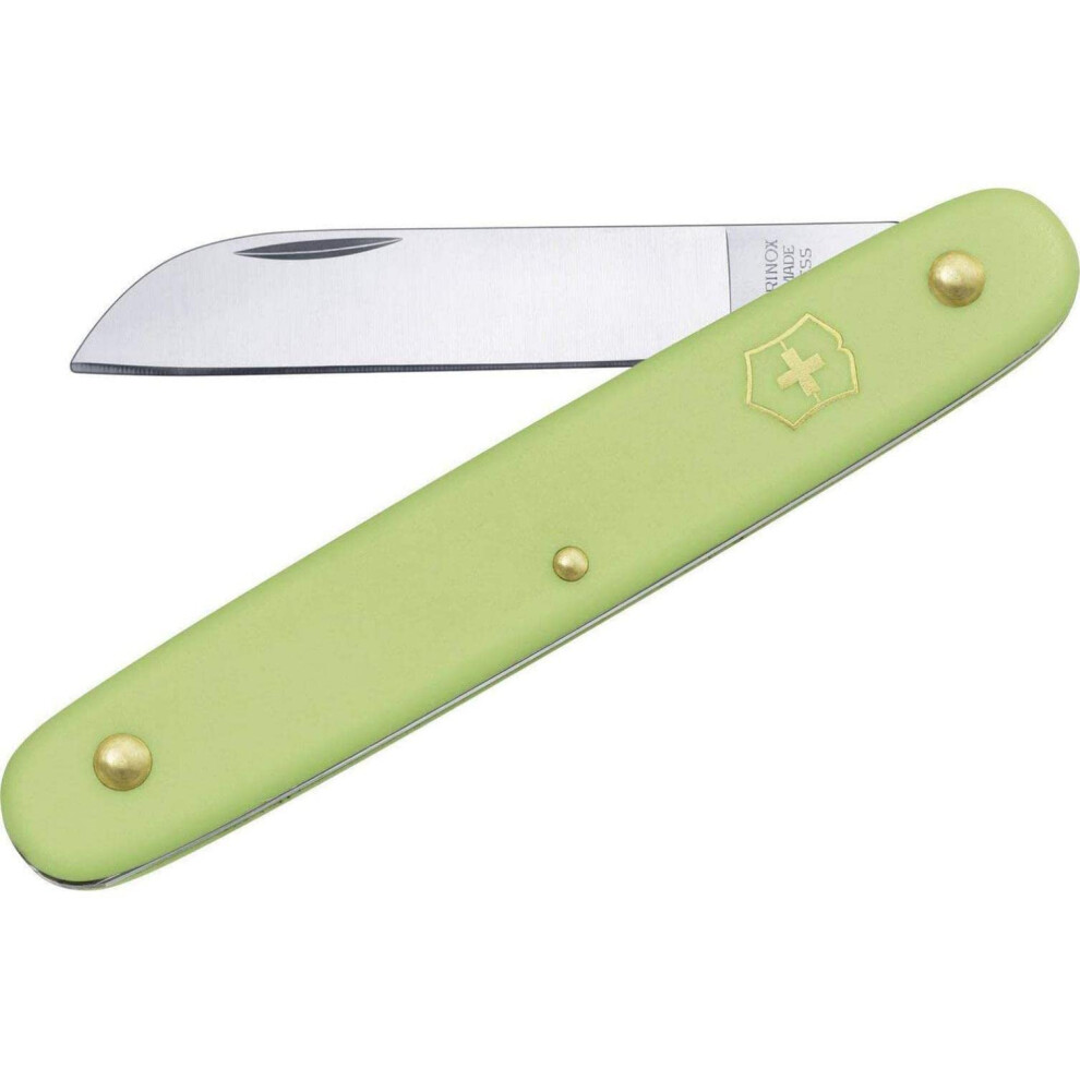 Garden Floral Knife, Swiss Made, Straight Blade, Stainless Steel, Green