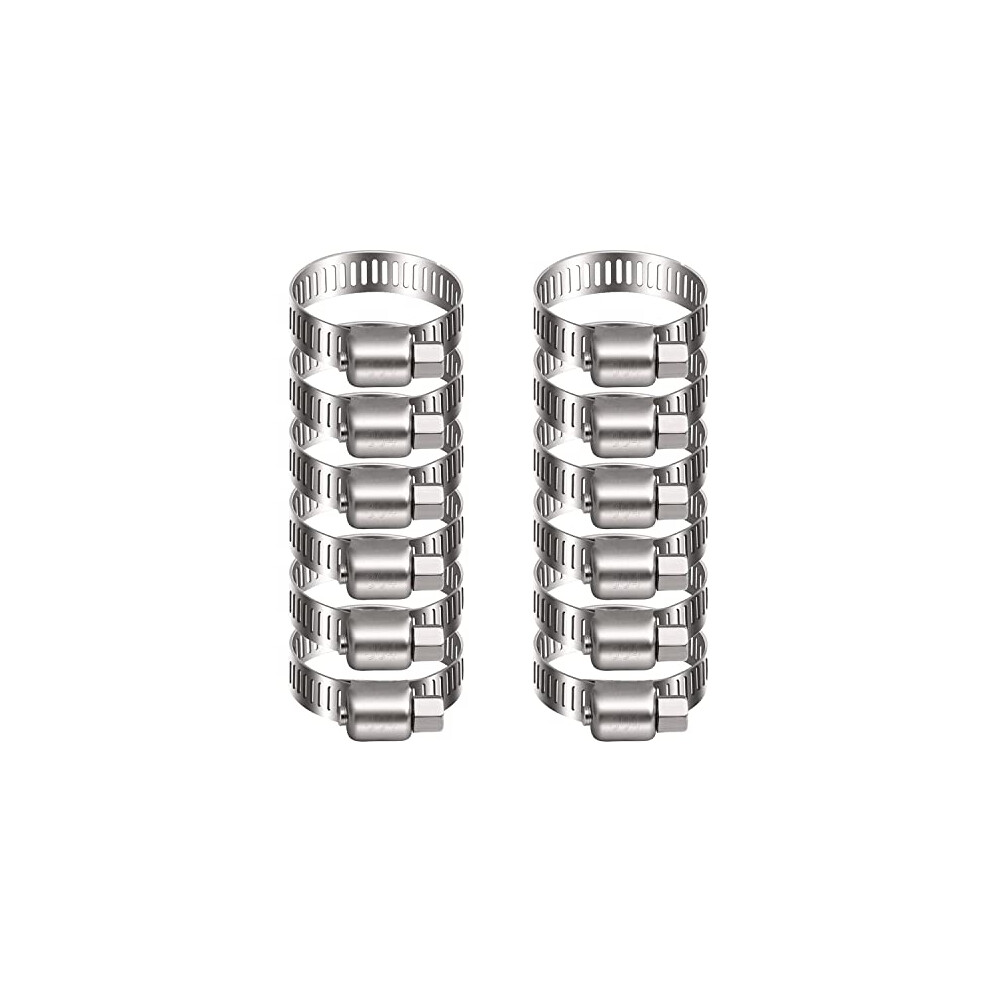 21-44Mm Stainless Steel Hose Clips, 12Pcs Worm Gear Hose Clamps Pipe Clamp, Jubilee Clips Duct Clamp Fuel Line Clamp For Plumbing Automotive Pool Car 747607966925