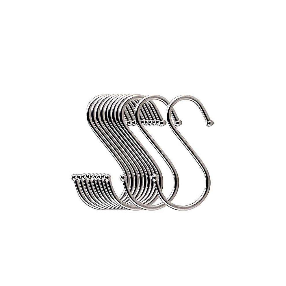 10Pcs S Hook Stainless Steel Hanger Rack Butcher Meat Dryer Hanging Pot Pan For Kitchen,Bathroom,Bedroom And Office (Large) 763846867380