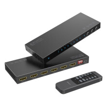 4K 60Hz HDMI Matrix 4x2, PORTTA 4 in 2 Out Switch Splitter with Toslink 3.5mm Audio Extractor, ARC, 16 EDID Modes, 4K Downscale, and IR Remote Support