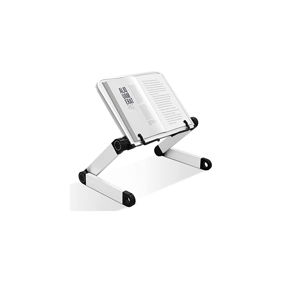 Book Stand for Reading,Ergonomic Adjustable Book Holder for Desk,Recipe Book Stand with Flexible Paper Clips,Portable Book Holder for Reading in